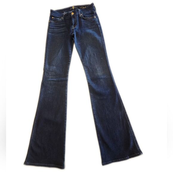 7 For All Mankind "A Pocket" Flare Leg Dark Blue Wash 90% Cotton Jeans, 25 - Picture 2 of 11